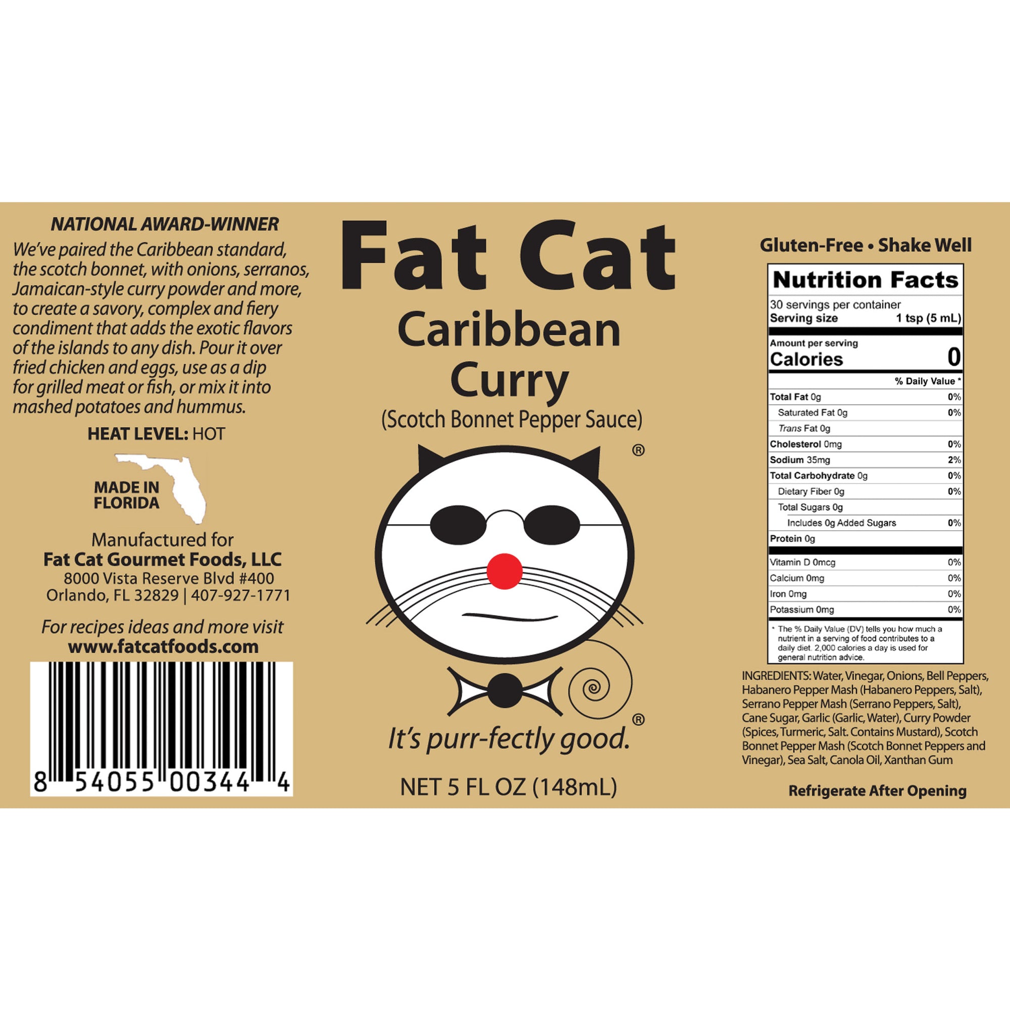 Caribbean Curry Scotch Bonnet Pepper Sauce - Fat Cat Gourmet Hot Sauce & Specialty Condiments