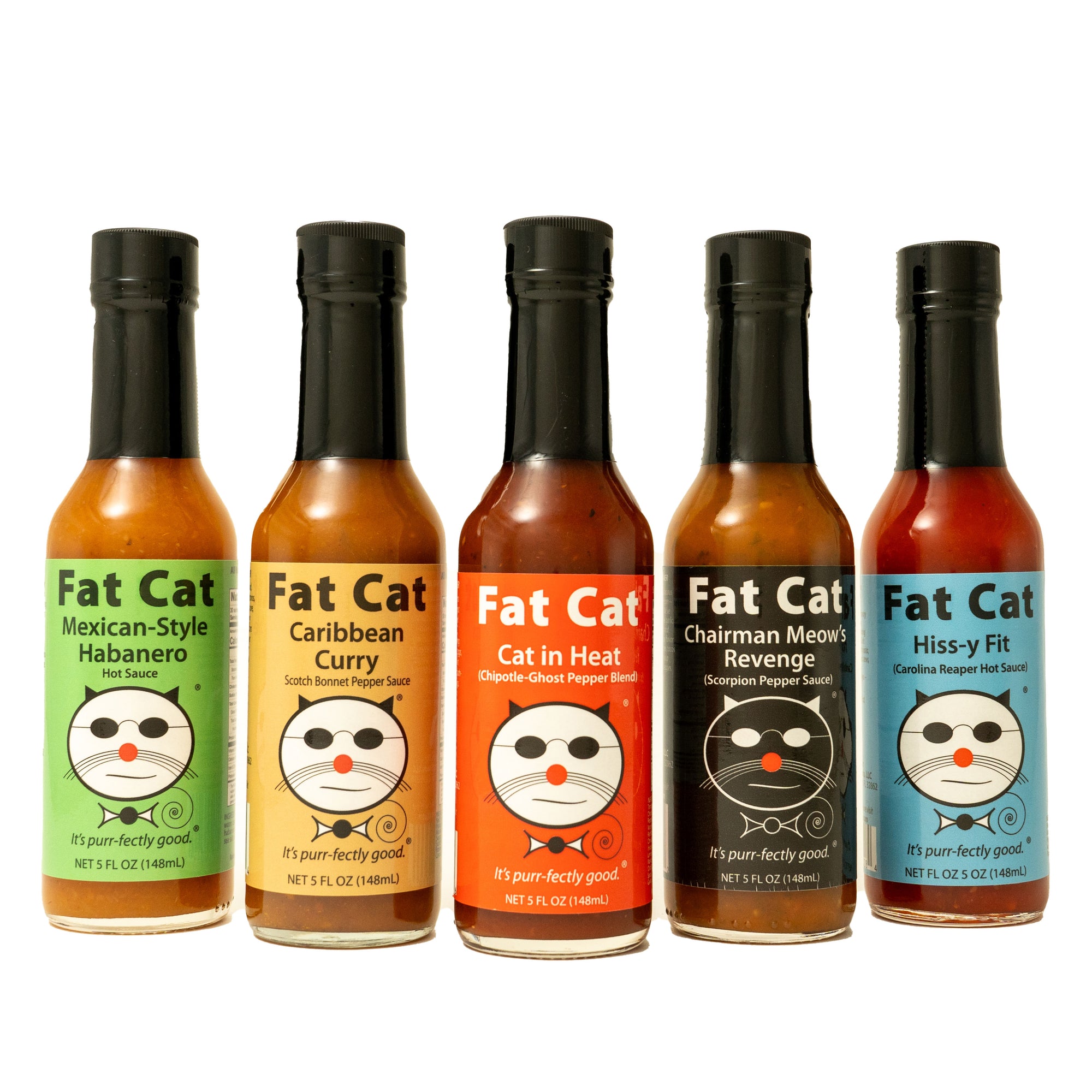 Heat Lovers 5 Bottle Hot Sauce Gift Box - Fat Cat Gourmet Hot Sauce & Specialty Condiments